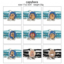Capybara anime braided gemstone bracelet hand chai...
