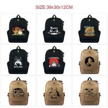 Totoro anime canvas backpack bags