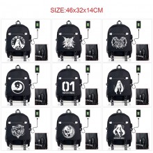 Hatsune Miku USB charging laptop backpack school bags