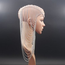 Luxury Punk Head Chain Accessories Metal Long Tass...