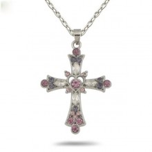 Vintage Color Zircon Cross Virgin Pendant Necklace Charm