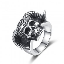 Retro domineering sheep head demon skull rings