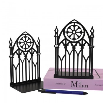 Gothic arch metal bookshelf bookends for shelves