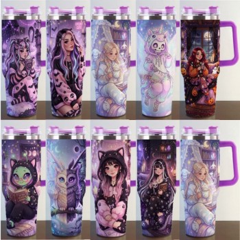 Cartoon girl 40oz Stainless Steel Bottle Mugs Cups