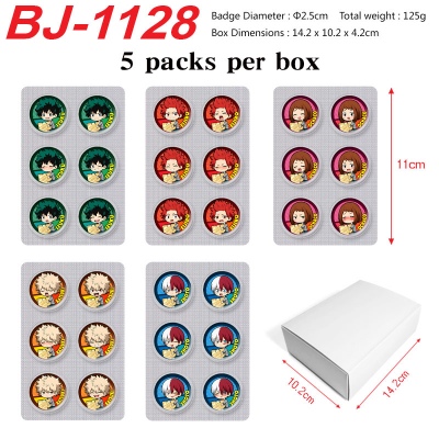 5packs/box My Hero Academia Mini Capsule Badge Brooch Beans