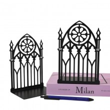 Gothic arch metal bookshelf bookends for shelves