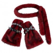 Goth Faux Fur Women Leg Warmers Scarf Eyelets Belt