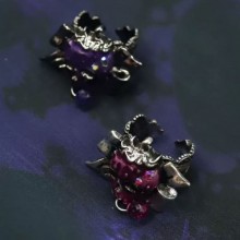 Classic Black Red Flower Stone Rings
