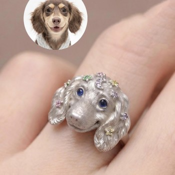 Cute Kitten Puppy Dog Head Rings