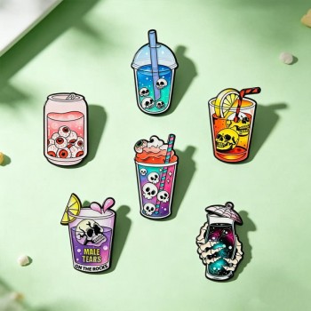 Milk Tea Design Alloy Enamel Badges Brooch Pins