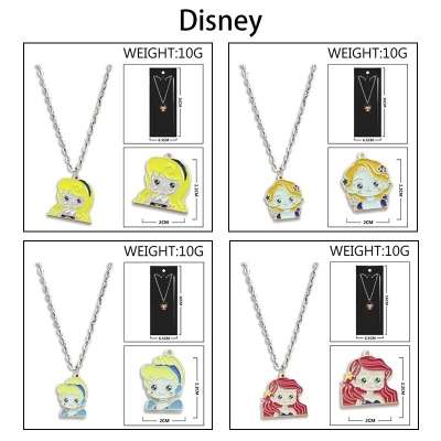 Princess Snow White Belle Mulan Mermaid Colorful Enamel Alloy Necklace