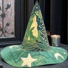 Halloween Unique Handmade Quilted Green Frog Wizar...
