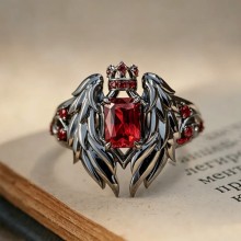 Angels and Demons Knights Sword Wings Stone Rings