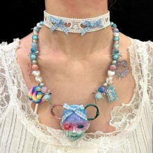 Punk Doll Head Face Necklace